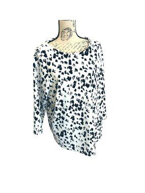 NEW Melloday Knit Blouse White Black Blouse Long Sleeve Shirt Top Stretchy 2X